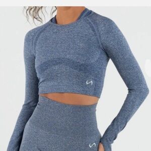 TLF Seamless Blue Long Sleeve Crop Top